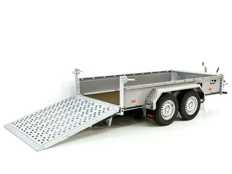 AHUER.png Vezeko Baumaschinenanhänger BA 155x302cm 3,5t|Holz|Rampe|grau-Neu – Bild 1