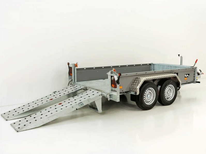 NGERR.png Vezeko Baumaschinenanhänger BA 175x360cm 3,5t|SB|Schwenk-Rampen|grau-Neu – Bild 1