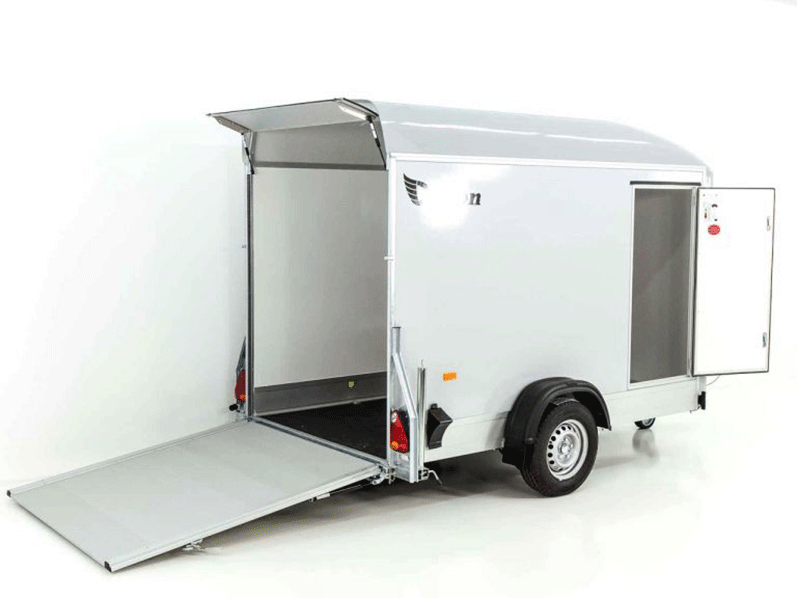 imgi_78_ANHANGERR Debon Kofferanhänger C300 148x295cm H:190cm 1,3t| Polybug|Tür|grau-Neu – Bild 1